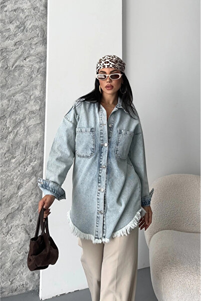 civetta Tassel Detailed Snow Wash Jean Jacket - Blue