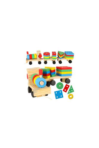 Three top online Wooden sorter dexterity puzzle train locomotive + wagons 30cm
