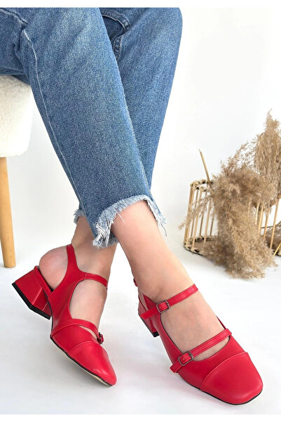 ZENGEZUR MALL Mtxdpn Doran Red Leather Heeled Shoes (00408) (Size: 37)