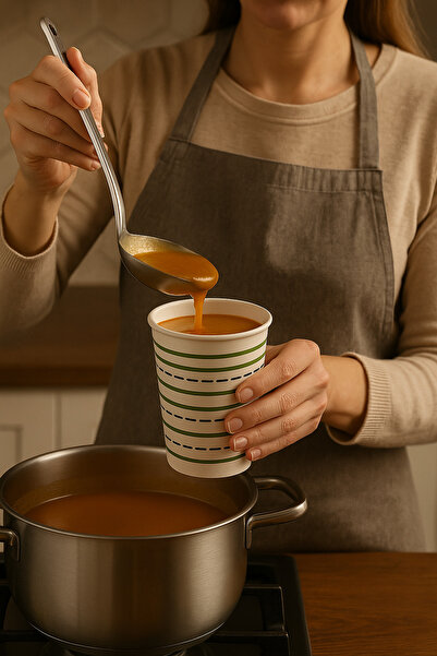 Özkan Ambalaj Temizlik 100 Pieces 12 oz Soup Cups Cardboard Disposable Soup Cups Cardboard Large Cups