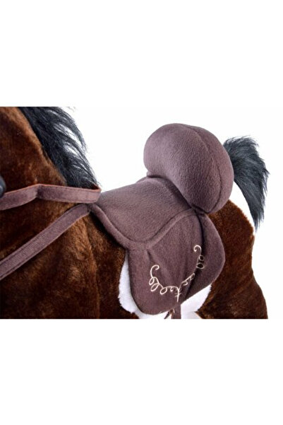 Toys Musical Rocking Horse, Galloping and Neighing Sounds, Soft Velvety Plush, 70x73x28 cm, Dark Brown