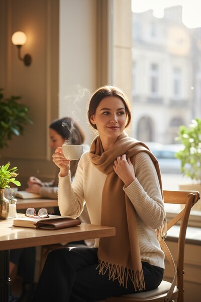 Disanuva Soft Textured Women's Winter Scarf Shawl – Warm, Comfortable and Stylish Model Large Size