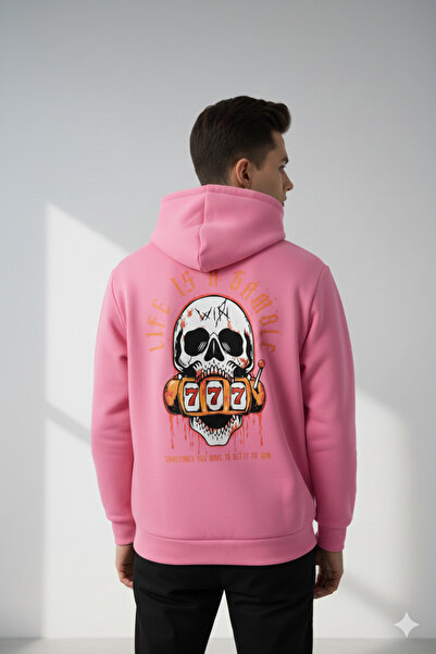 NİCE Unisex Oversized Hooded Cotton Sweatshirt – Life Is a Gamble Printed
