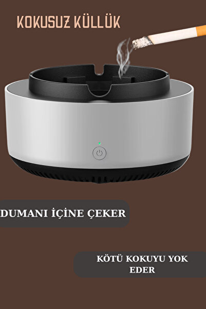 Uni zer Pilli Kokusuz Küllük Dumanı İçine Çeken Akıllı Küllük Mini Hava Temiz...