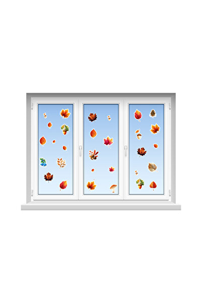 TELLGRAF مجموعة ملصقات كبيرة للزجاج والجدران بتصميم الخريف (44×30 سم، قطعتان)
