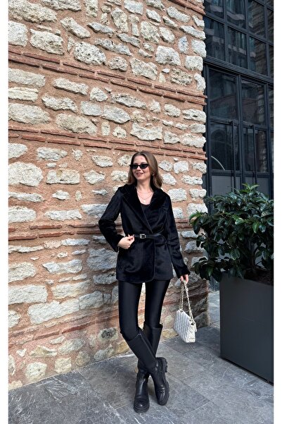 Lila Moda Tay Fur Belted Fur Fox Coat Jacket