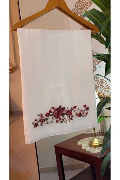 Veil Designer Boal veil with Japanese fabric, hand-embroidered red and white color, size: 60 * 190