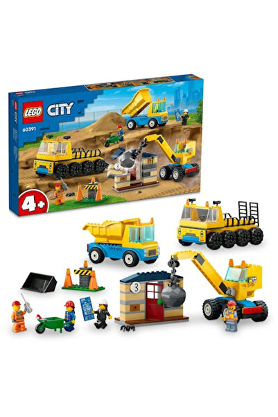 LEGO ® City - Camioane de Constructie si Macara cu bila pentru Demolari 60391...