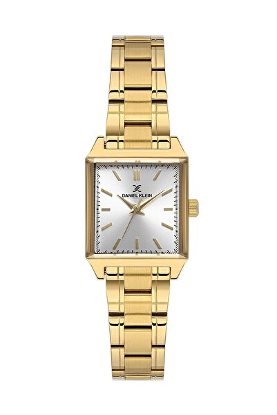Daniel Klein Altın Sarısı Gold Çelik Kordonlu Çizgili Kare Model Kadın Kol Saati