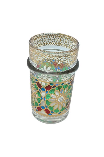 Sawab Moroccan Tea Glass Set of 3 – Multicolor Vintage Moroccan Tea Cups for Mint Tea or Coffee