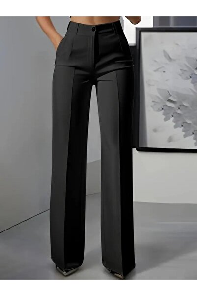 Kanonik Education Women's High Waist Imported Crepe Trousers with Pockets