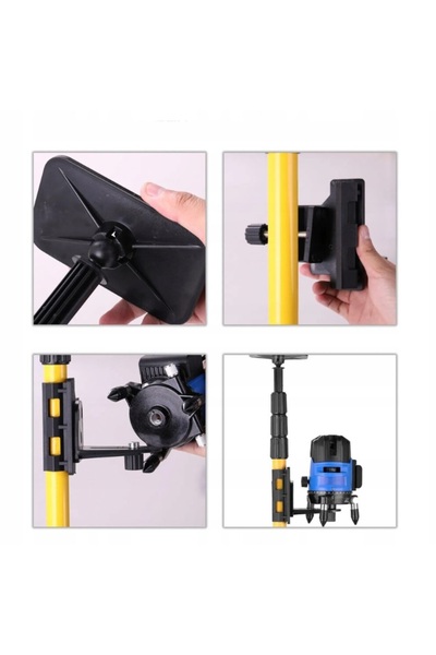 KESNUP Telescopic stand for laser level extendable up to 2.85 m, 360° , diameter 8 cm, Yellow/Black