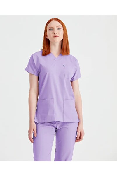 DEMOTEKS Lilac Elastane Medical Suit, Women - Scrub Set Classic Flex