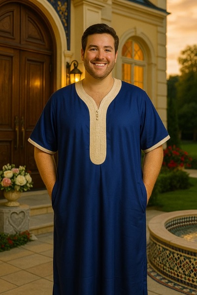 ALFASSIYAH Men's Shirt, Nightgown, Moroccan Thobe, Comfort Luxury Men's Gifts House Dress Comfort Moroccan Shirt, Men's Thobe Seven