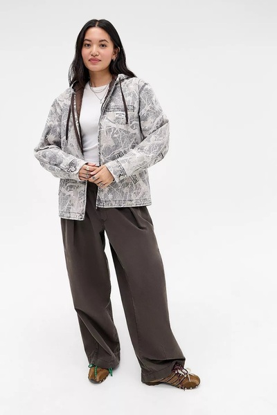 september island Lance Leaf Camouflage Patterned Hooded Lined Canvas Coat Jacket