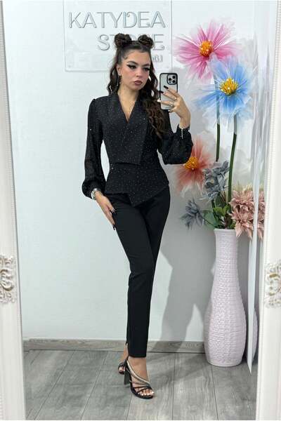 KATYDEA STORE Black suit with embossed crystals SABINA