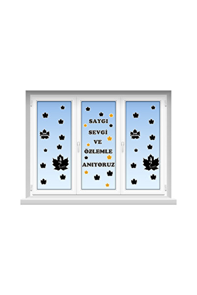 TELLGRAF 10 November Themed Large Glass and Wall Sticker Set (44X30 cm 2 Pieces)