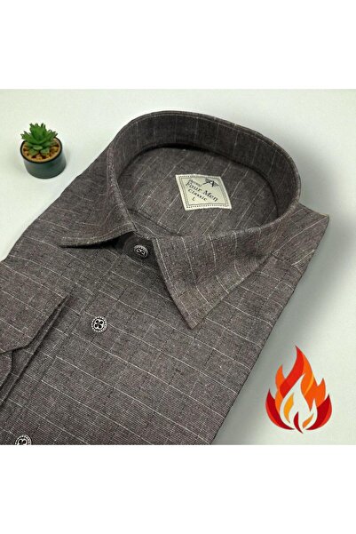 EREN STYLE Cămașă clasică din flanel de iarnă, 100% bumbac, cu mânecă lungă, ...