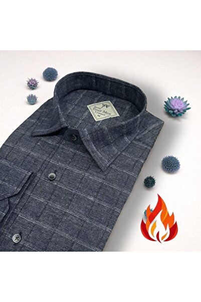 EREN STYLE Classic 100% Cotton Long Sleeve Anti-Sweat Winter Flannel Anti-Sweat Single Pocket Shirt (Regular Fit)