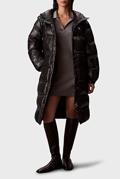 Calvin Klein Kapitoneli Relaxed Fit Kapüşonlu Uzun Şişme Mont LV047D506GUB1 M...