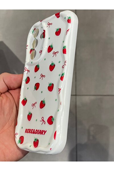 Mee.co Samsung A25 Compatible Protective Strawberry Patterned Hard Silicone Case