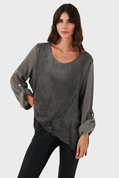 Via Dante Oversized Fit Lace Detailed Round Neck Blouse Blouse 690870