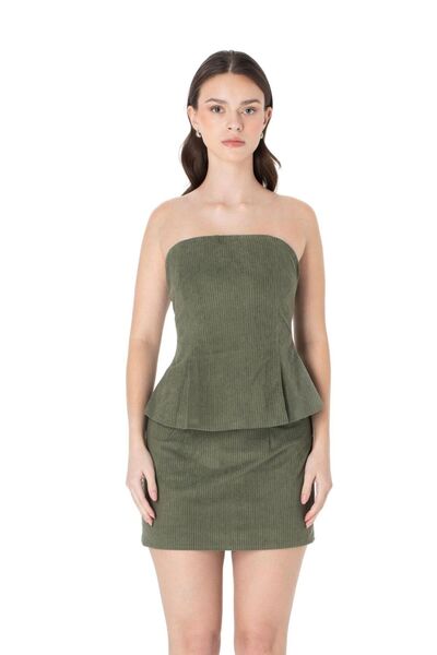 LACENOA Corded Fabric Velvet Blouse Skirt Set