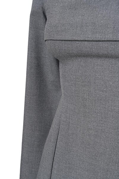 FACETTE Mini Dress with Piping Detail on the Front Gray