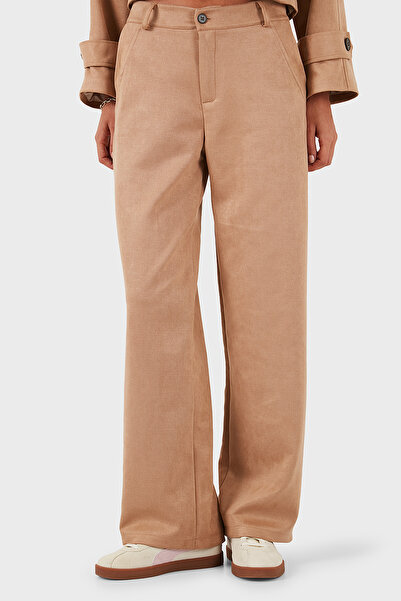 Via Dante χαλαρή εφαρμογή Normal Gel Παντελόνι με φαρδύ πόδι από σουέτ ΠΑΝΤΕΛΟΝΙ 68672644SUEDE