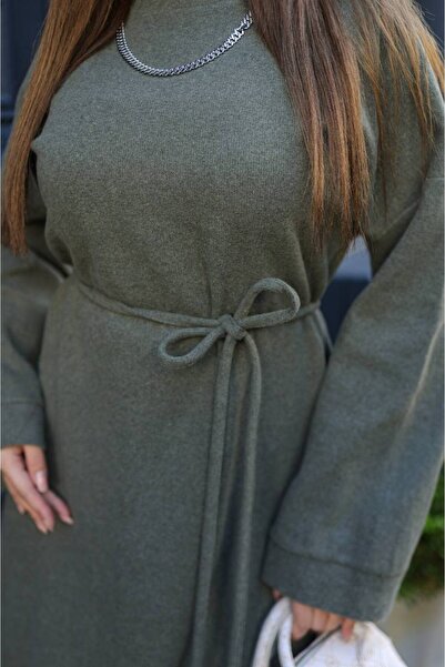 MAXXANA Lace-Up Silk Fabric Premium Hijab Knitwear Dress - 140 cm