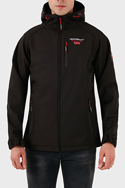 Norway Geographical Regular Fit Logo Mock Neck Hooded Coat Men's Coat Takito