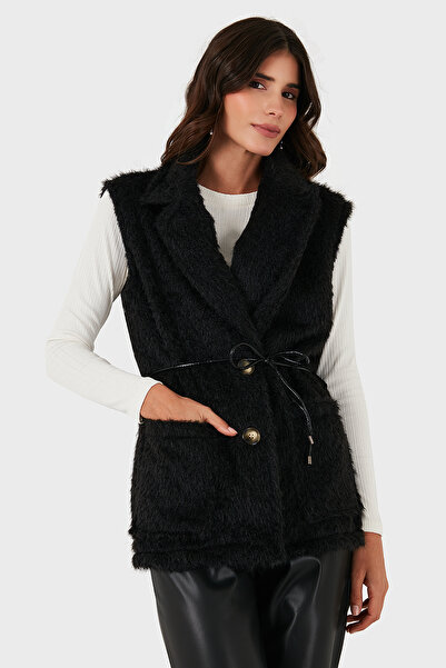 Via Dante Γούνινο γιλέκο Regular Fit διπλό πέτο με λεπτομέρεια με κορδόνια στο γιακά ΓΙΛΕΚΟ 68821807