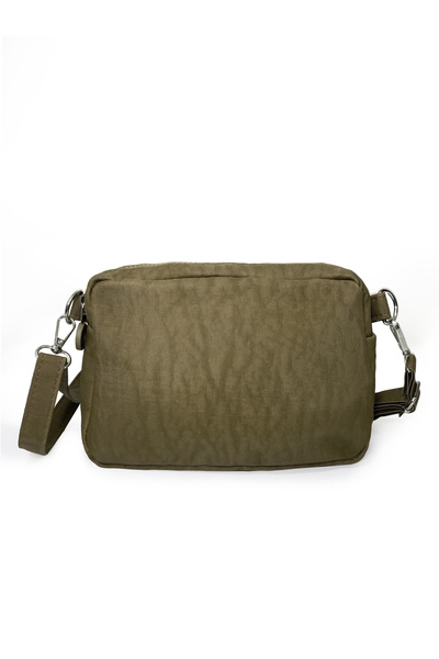 westbag Women's Crossbody Three-Compartment Zippered Crinkle Casual Shoulder Bag Khaki and Beige Set of 2