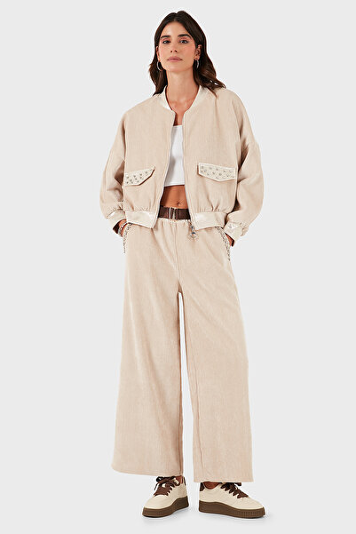 Via Dante φαρδύ μπατζάκι Παντελόνι με λεπτομέρεια τσέπης σε κανονική μέση ΠΑΝΤΕΛΟΝΙ 69143990