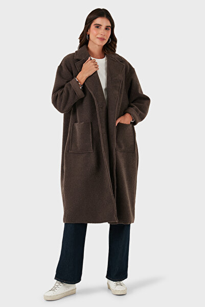 Via Dante χαλαρή εφαρμογή διπλό πέτο Μακρύ παλτό με κουμπιά στο γιακά ΠΑΛΤΟ 68821012