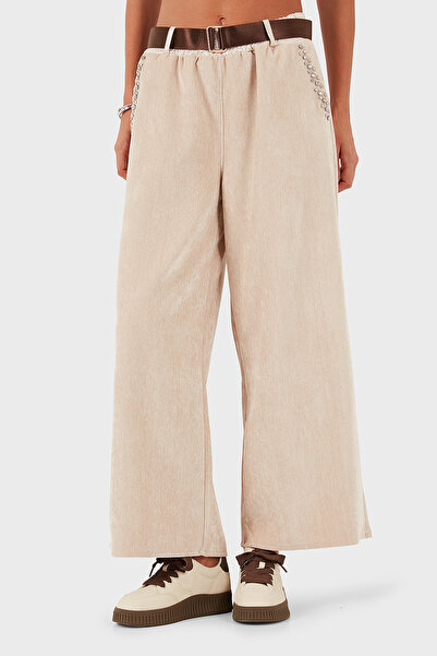 Via Dante φαρδύ μπατζάκι Παντελόνι με λεπτομέρεια τσέπης σε κανονική μέση ΠΑΝΤΕΛΟΝΙ 69143990