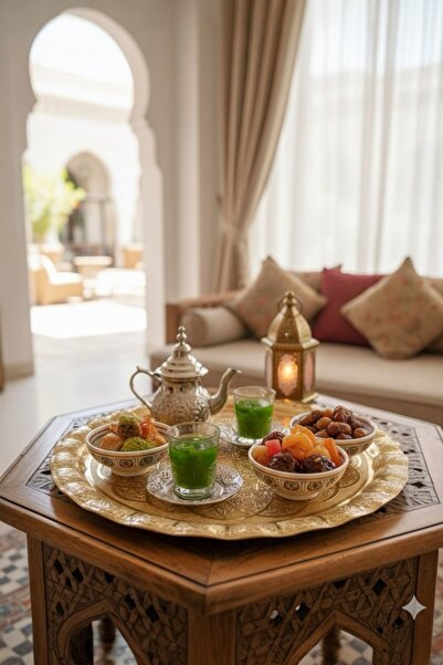 ArnaBella Gold Patterned Cast Iron Serving Tray, Presentation and Catering Tray, Coffee Tea Presentation Tray