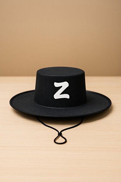 TOYFEST Zorro Hat with Z Logo Kids Costume Accessory Black Mask Party Hat - (Ages 6-12)