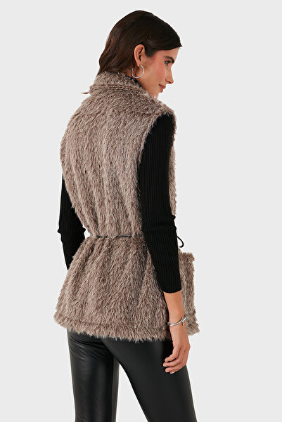 Via Dante Γούνινο γιλέκο Regular Fit διπλό πέτο με λεπτομέρεια με κορδόνια στο γιακά ΓΙΛΕΚΟ 68821807