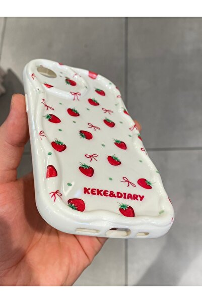 Mee.co iPhone 16E Compatible Protective Strawberry Pattern Hard Silicone Case