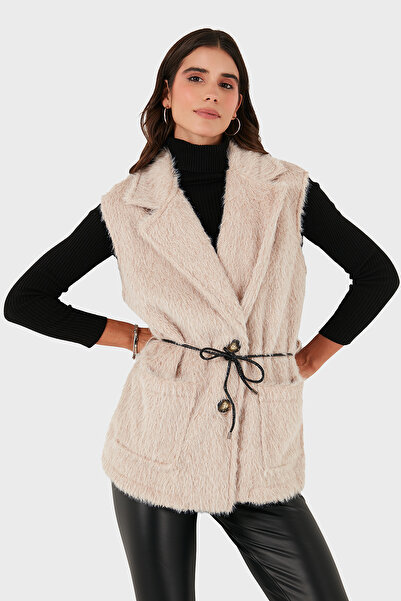 Via Dante Γούνινο γιλέκο Regular Fit διπλό πέτο με λεπτομέρεια με κορδόνια στο γιακά ΓΙΛΕΚΟ 68821807