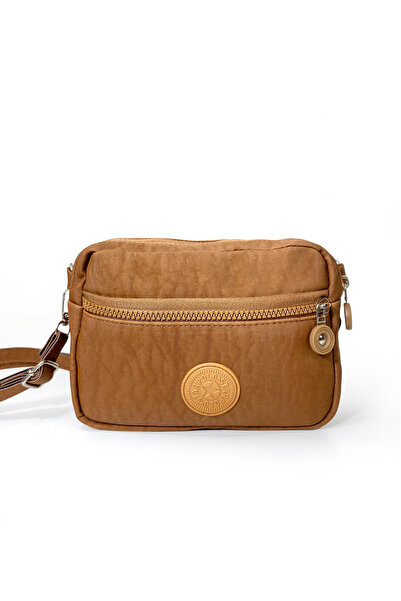 westbag Women's Crossbody Three-Compartment Zippered Crinkle Casual Shoulder Bag Brown and Beige Set of 2