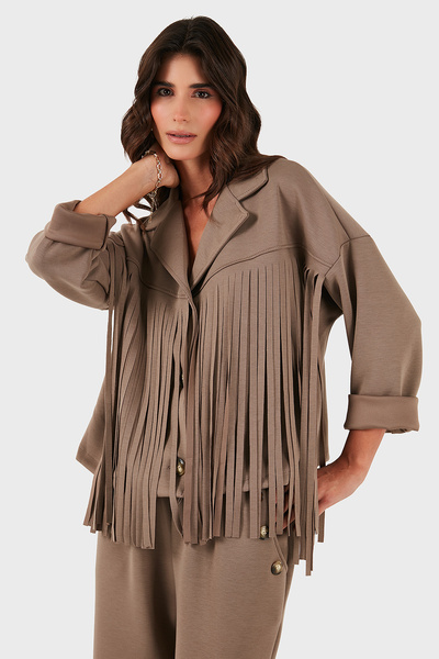 Via Dante Регулярний крій, крузавий комір, куртка з бахромою CEKET 68821795