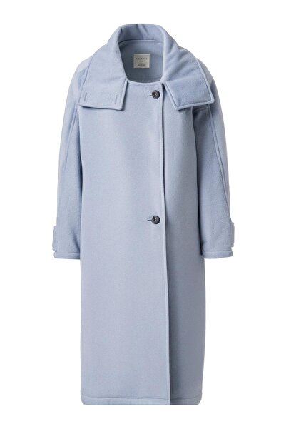 FACETTE Mirelle guler ridicat Palton Kaşe Albastru deschis