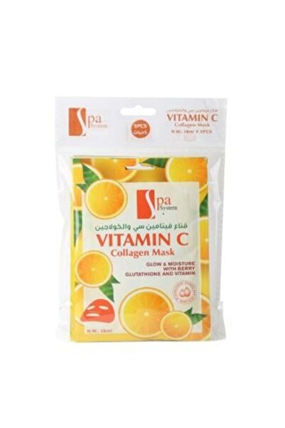 Spa System قناع الوجه بفيتامين سي والكولاجين - 28 مل × 5 قطع