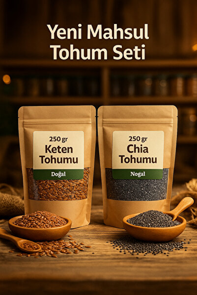 Velit Şemin Şifa Naturel Yeni Mahsül Tohum Seti – 250 gr Keten Tohumu + 250 g...