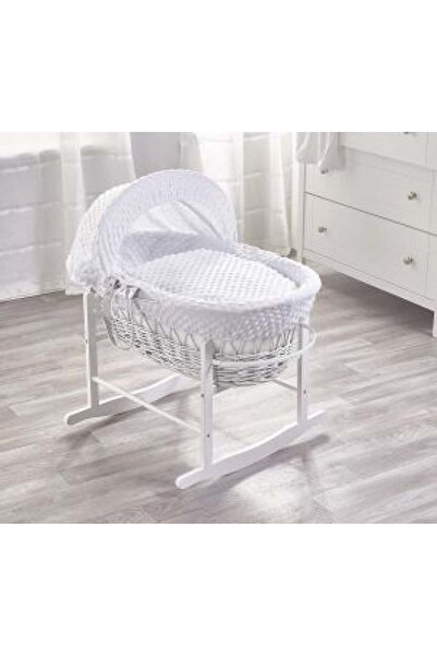 Reiashn White Moses basket bed with a grained mattress
