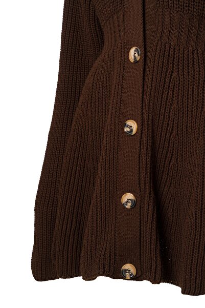 FACETTE Buttoned Front Knit Dress Bitter Brown