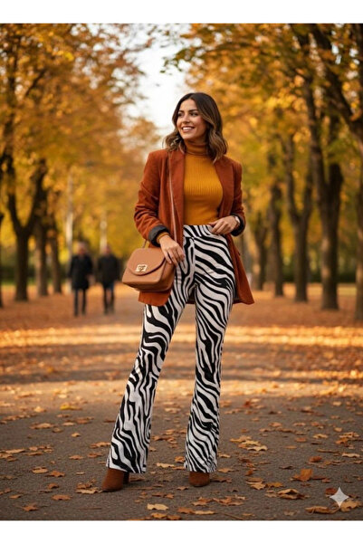 BY BASAK collection Women's High Waist Crepe Fabric Wide Leg Pants