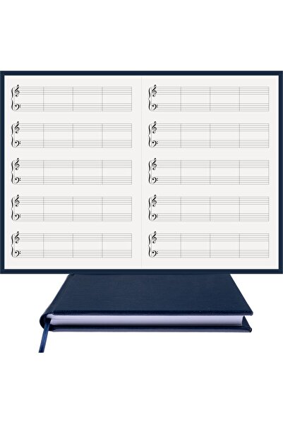 BİDEFTER Piano Notebook (Treble Clef) 100% Handmade, Hand Stitched, 2026 Collection, Thermo Leather Bound-A/4